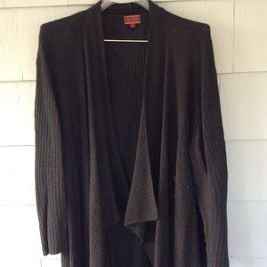 Tesoro ribbed cashmere long black cardigan sz 2XL